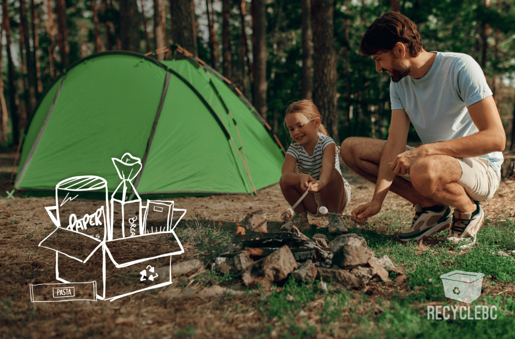 child and parent tend to camp fire